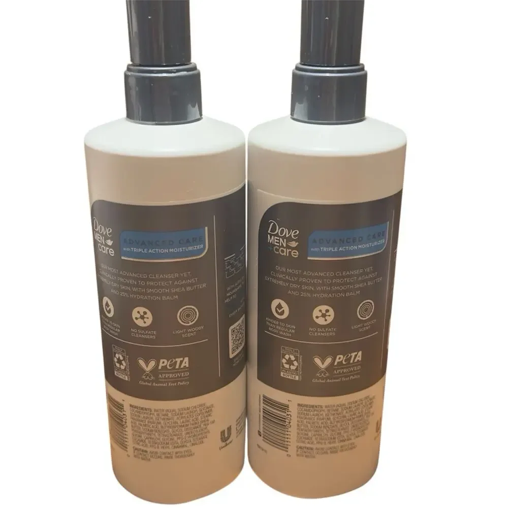 Dove Men+Care Dry Repair Body Wash Shea Butter 16.9 oz Pump Lot of 2